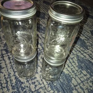 Vintage Big Mouth Clear Glass Mason Jars Set Of 4